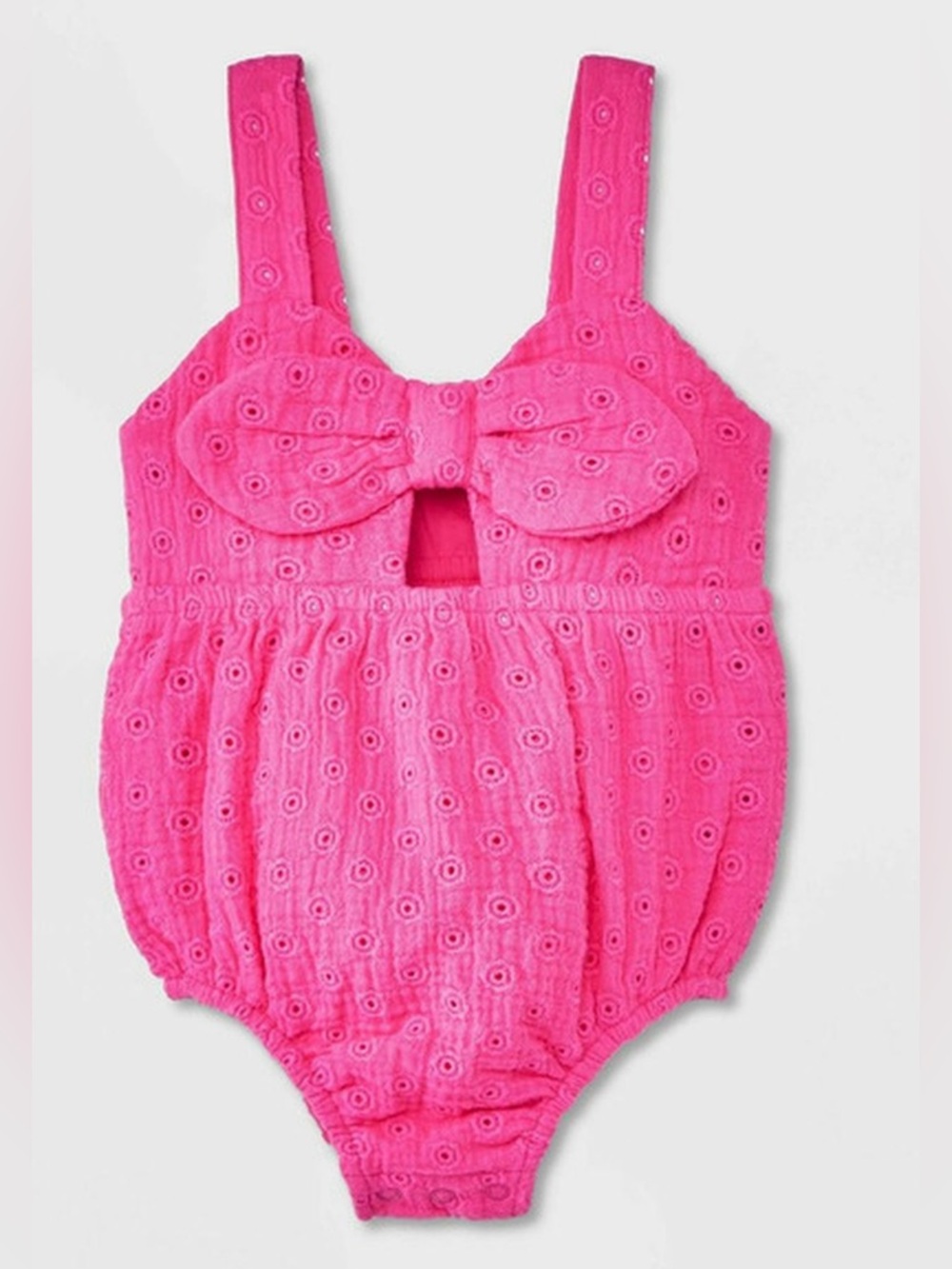 Cat & Jack Baby Girls' Eyelet Cutout Romper- Hot Pink, Size: 12M